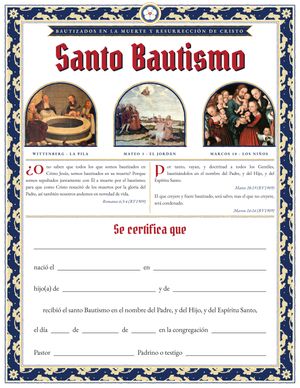 Vista previa: certificado de Bautismo