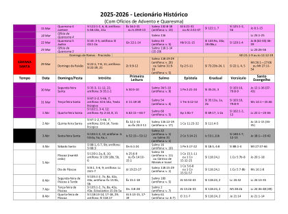Pré-visualização: Lecionário Histórico