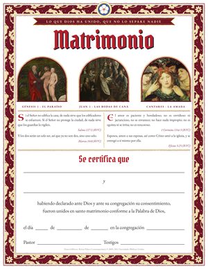 Vista previa: certificado de Matrimonio